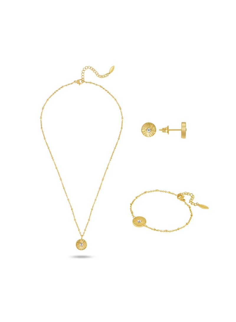 POLICE Irys Gold Plated Necklace, Bracelet and Earrings Jewellery Set for Women