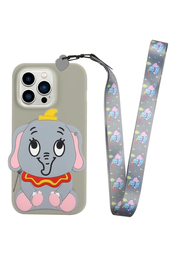 S-TOP Case For iPhone 14 Pro Silicone Wallet Phone Case with Lanyard - Image 1