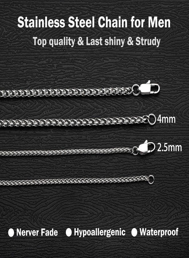 OLARCU 2.5mm/4mm Silver Stainless Steel Wheat Chain Necklace Jewelry for Men, 20 Inches(Men's Average Length), Stainless Steel, No Gemstone - Image 5