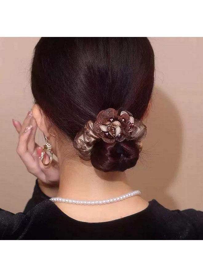 Melodio 3-piece set of fashionable elastic hair bands with flowers and pearls decoration elegant headbands lace headbands - Image 2
