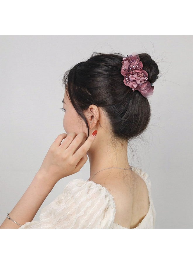 Melodio 3-piece set of fashionable elastic hair bands with flowers and pearls decoration elegant headbands lace headbands - Image 5