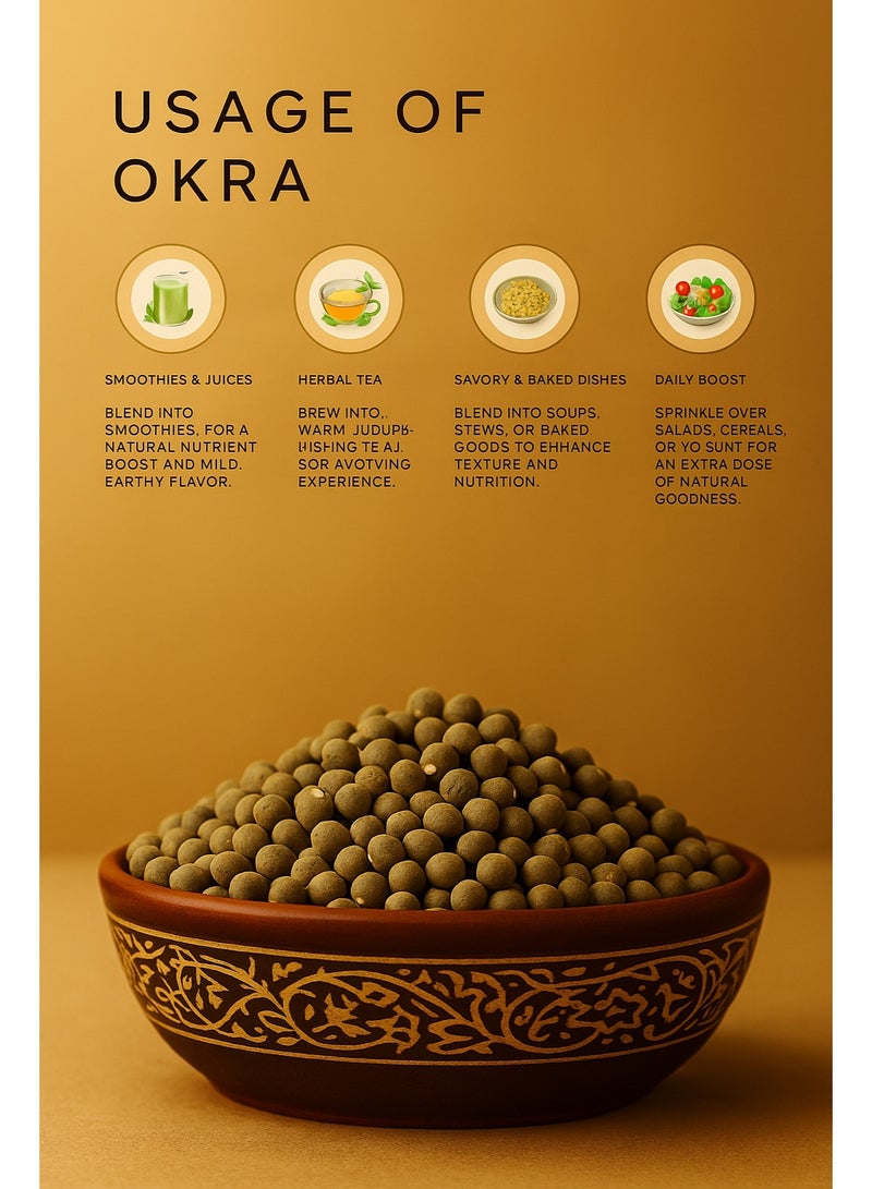 زهر بذور بامية خام نقية من الزهر - طبيعية 100%، مُصنفة يدويًا، مُعالجة بالشمس - غنية بالعناصر الغذائية ومضادات الأكسدة - Image 3