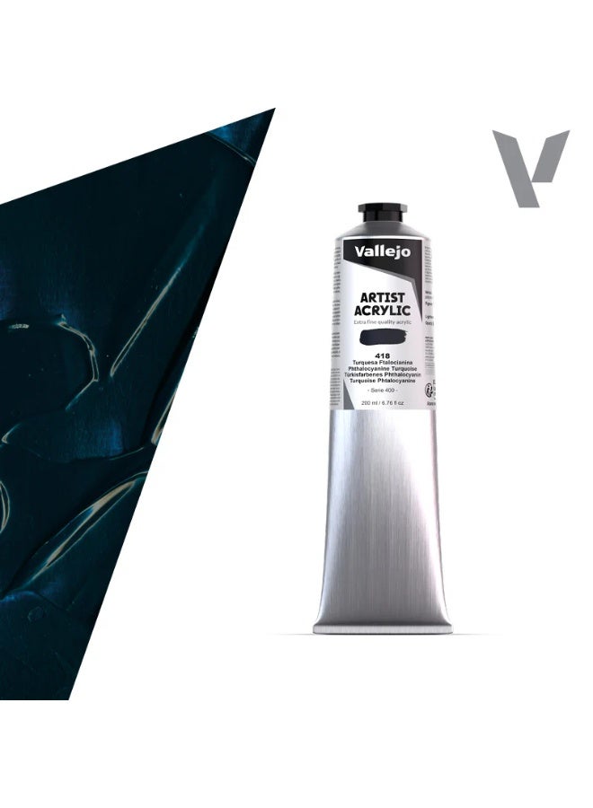 فاليجو ألوان أكريليك فنية ٢٠٠ مل - أزرق فيروزي #٤١٨ | طلاء أكريليك فائق النعومة