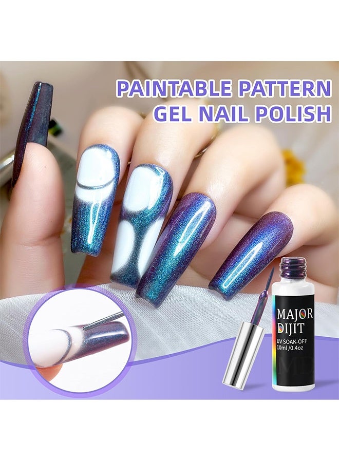 Major Dijit Gel Liner Art Polish 10ml, Chameleon Chrome Design Paint with Thin Brush in Bottle for French Tips Manicure Painting DIY at Home (11) - Image 4