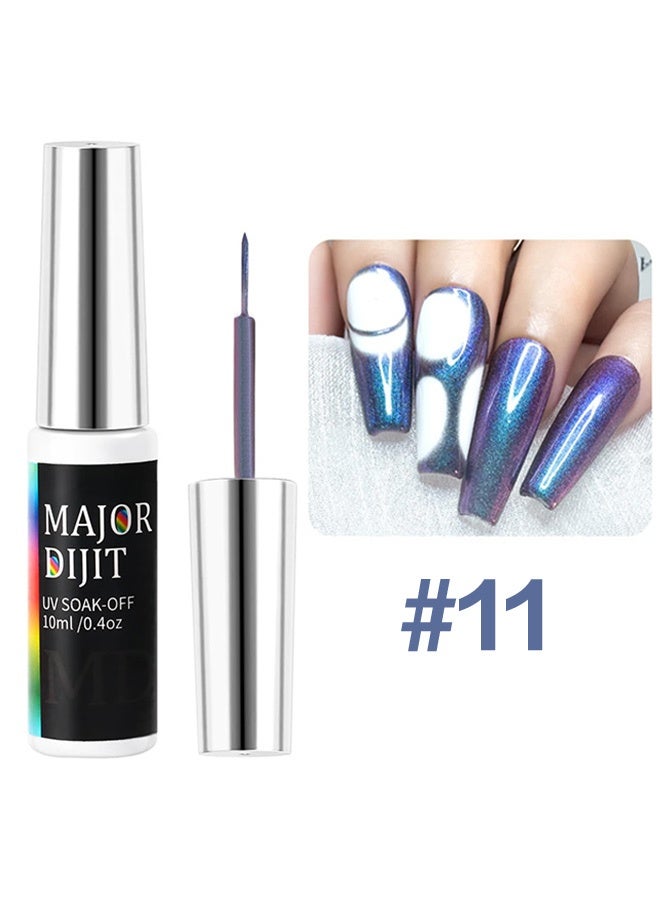 Major Dijit Gel Liner Art Polish 10ml, Chameleon Chrome Design Paint with Thin Brush in Bottle for French Tips Manicure Painting DIY at Home (11) - Image 2