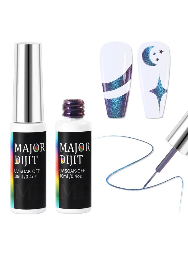 Major Dijit Gel Liner Art Polish 10ml, Chameleon Chrome Design Paint with Thin Brush in Bottle for French Tips Manicure Painting DIY at Home (11) - Image 1