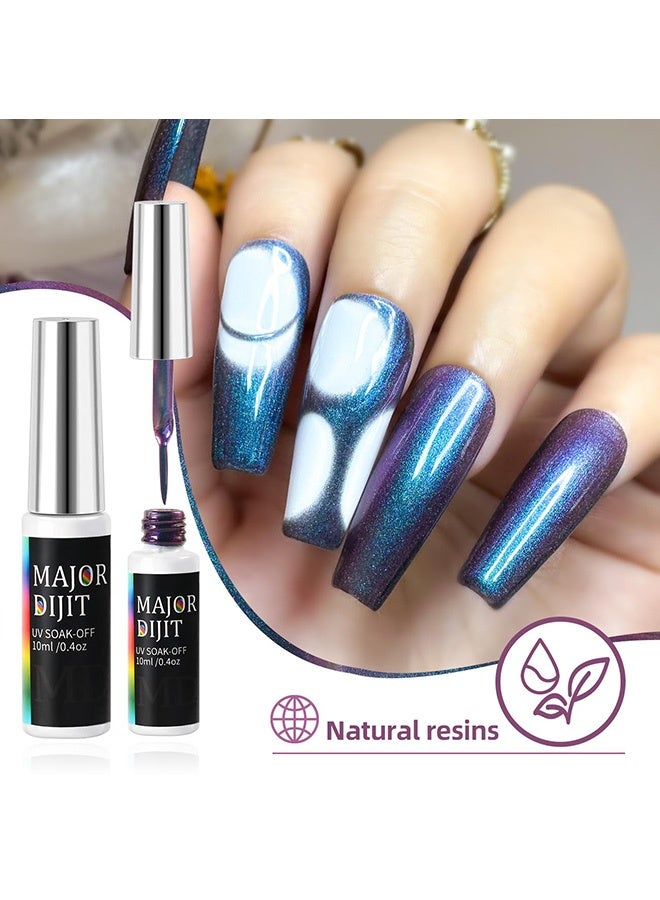Major Dijit Gel Liner Art Polish 10ml, Chameleon Chrome Design Paint with Thin Brush in Bottle for French Tips Manicure Painting DIY at Home (11) - Image 3