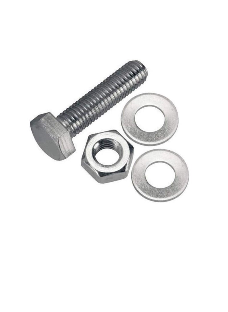 Generic - 12 pcs Hex Head Screw Bolts Nuts & Washers Fully Thread GI Plain Finish Bolt Set. (8, 16MM) - Image 1