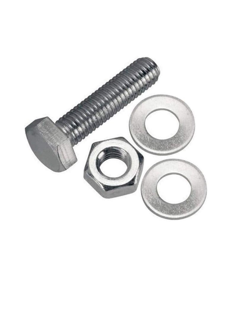 Generic - 12 pcs Hex Head Screw Bolts Nuts & Washers Fully Thread GI Plain Finish Bolt Set. (8, 16MM) - Image 1
