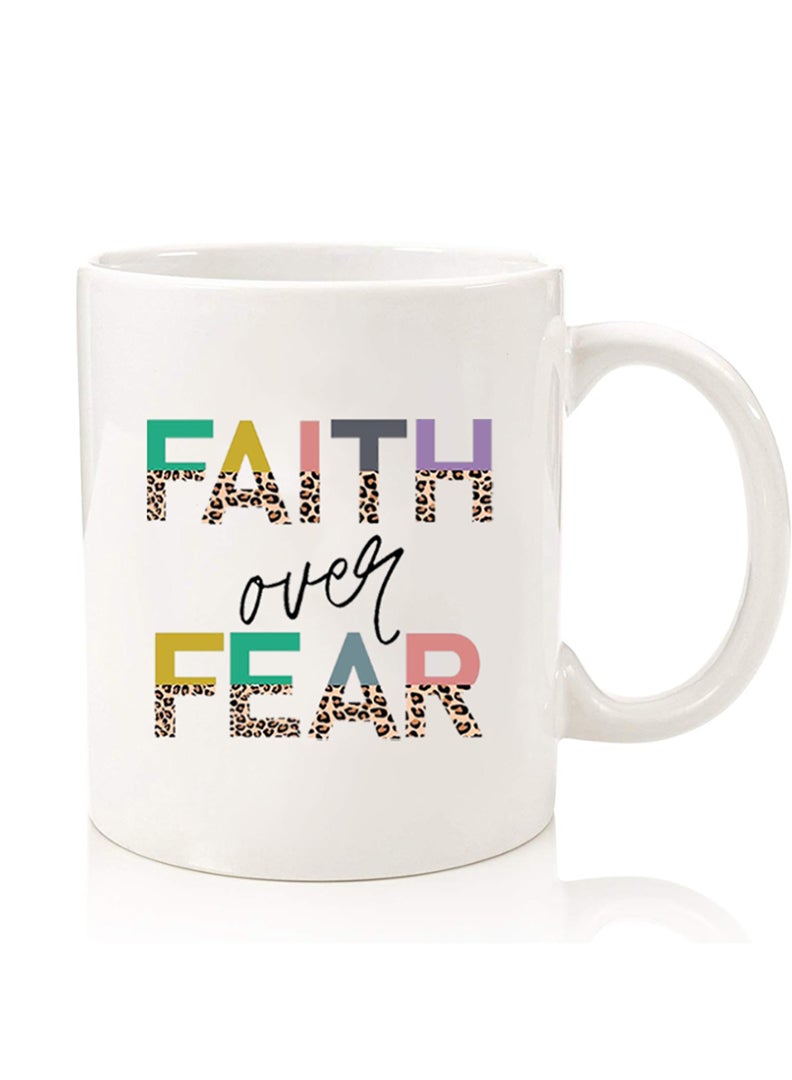 Theodor Premium Quality Two Sided Printed Coffee Mug Tea Cup For Home Office, Kids Men Women Faith over fear - Image 1