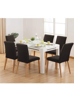 DUNISO 6 Packs Stretch Dining Chair Polyester Fabric Slipcovers Washable Removable Chair Slipcover Dining Chair Protector Cover, For Kitchen, Dining Room (Dark Brown)  - Image 1