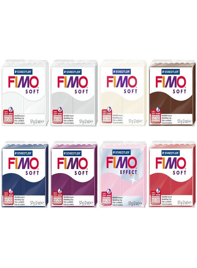 FIMO طين النمذجة البوليمرية FIMO الناعمة والتأثير - 57 جرام - مجموعة من 8 - مجموعة كعكة الفراولة بالجبن - Image 1