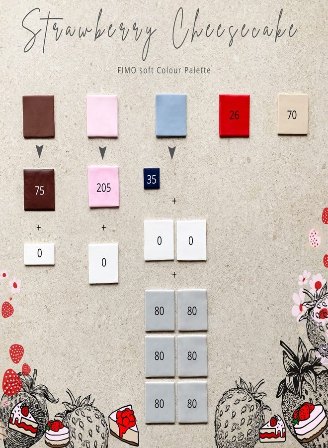 FIMO طين النمذجة البوليمرية FIMO الناعمة والتأثير - 57 جرام - مجموعة من 8 - مجموعة كعكة الفراولة بالجبن - Image 3