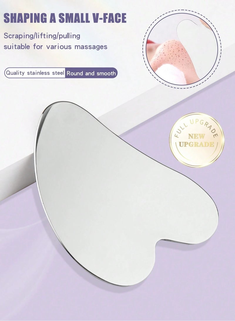 Stainless Steel Gua Sha Facial Tool – Metal Gua Sha for Face, Skin Tightening, Massage, Beauty, Body, Eyes & Neck Skincare - Image 1