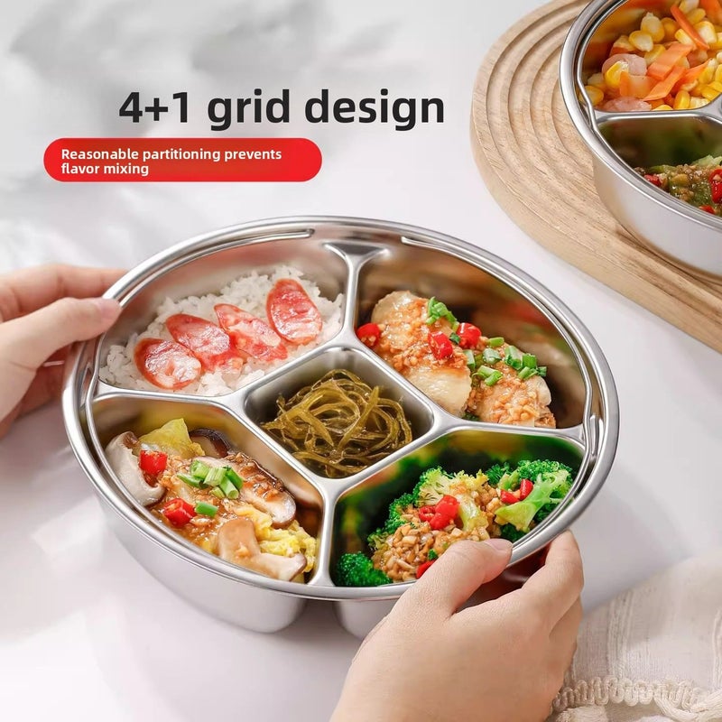 304 Stainless Steel Steaming Pan With Handle Deep Round Vegetable Plate - Image 5