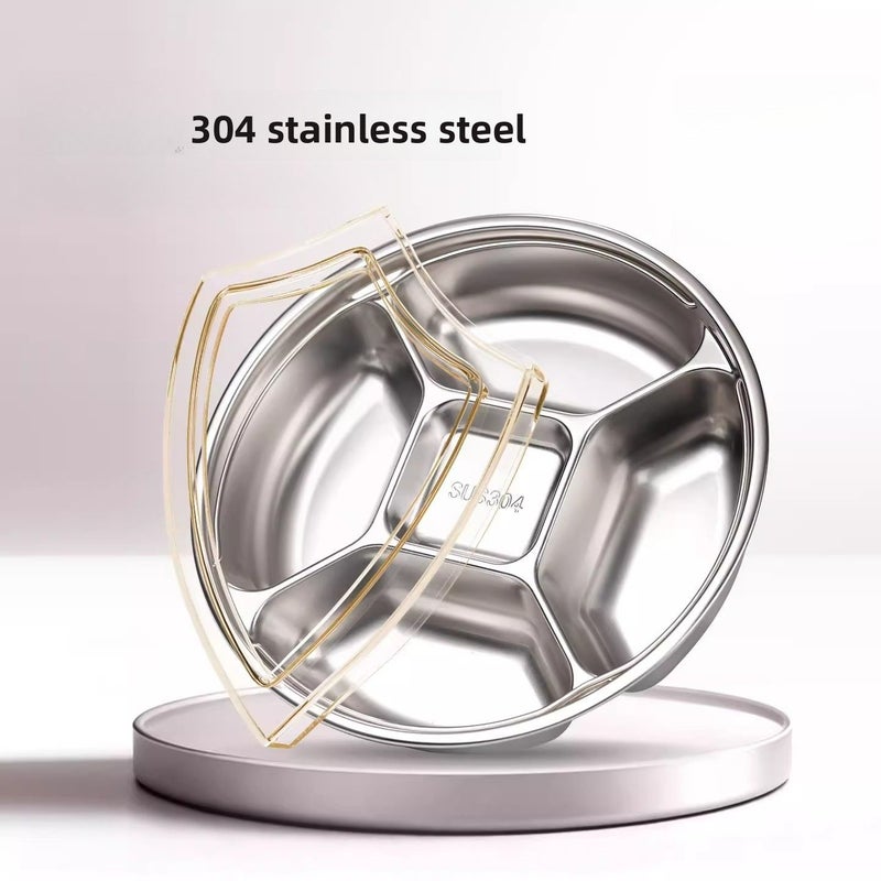 304 Stainless Steel Steaming Pan With Handle Deep Round Vegetable Plate - Image 1
