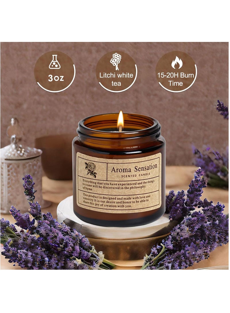 حزمة من 4 شموع معطرة صغيرة - بعطور متعددة تدوم طويلاً للعلاج بالروائح العطرية - مجموعة شموع عنبر صويا وغير ضارة للرجال والنساء في السبا واليوغا والمساج، شموع جميلة برائحة قوية - 3 أونصة - Image 5