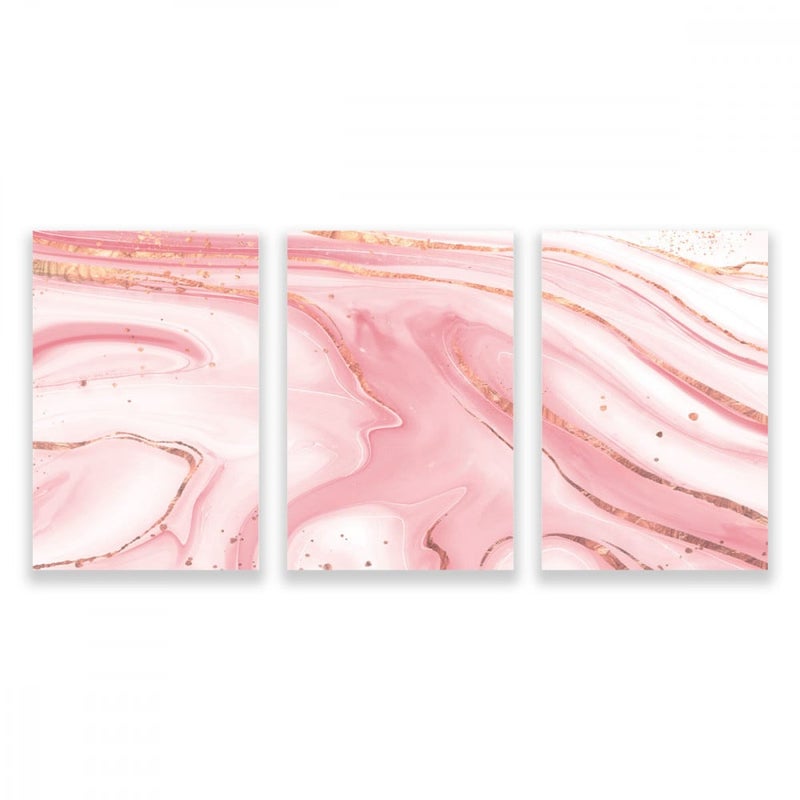 Marktna Three modern canvas paintings with an abstract design and a hollow frame, measuring (90×40), three pieces - Image 1