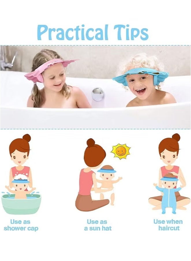 Vinnatsu 1PCS Baby Shower Cap Adjustable Shampoo Visor Bath Hat Silicone Shampoo Visor Bath Hat Protect Ear Eye Baby Hair Washing Aids Infants Soft Protection Safety for Baby Toddler Children Kids(Pink) - Image 3