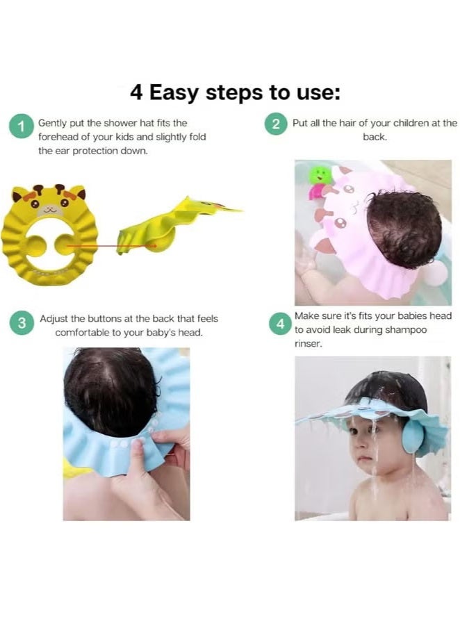 Vinnatsu 1PCS Baby Shower Cap Adjustable Shampoo Visor Bath Hat Silicone Shampoo Visor Bath Hat Protect Ear Eye Baby Hair Washing Aids Infants Soft Protection Safety for Baby Toddler Children Kids(Pink) - Image 5