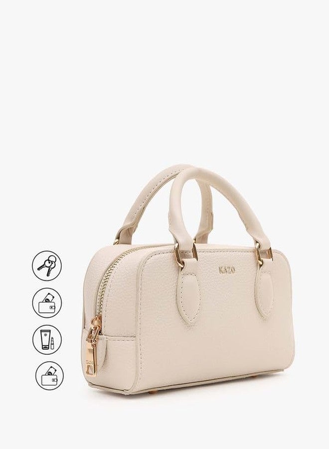 Kazo Bag Off White Structured Shoulder Handbag | Premium Faux Leather Purse - Image 3