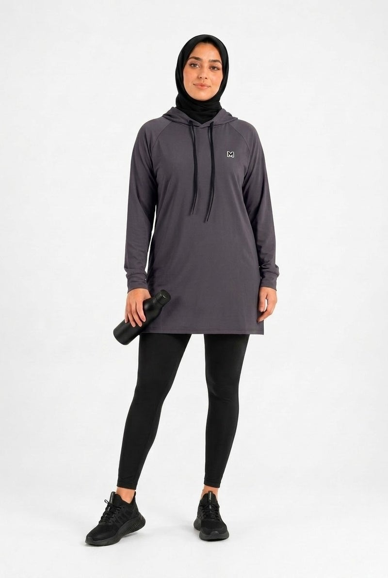 Moveletix Women's Training Top Hooded Grey Soft - Image 1