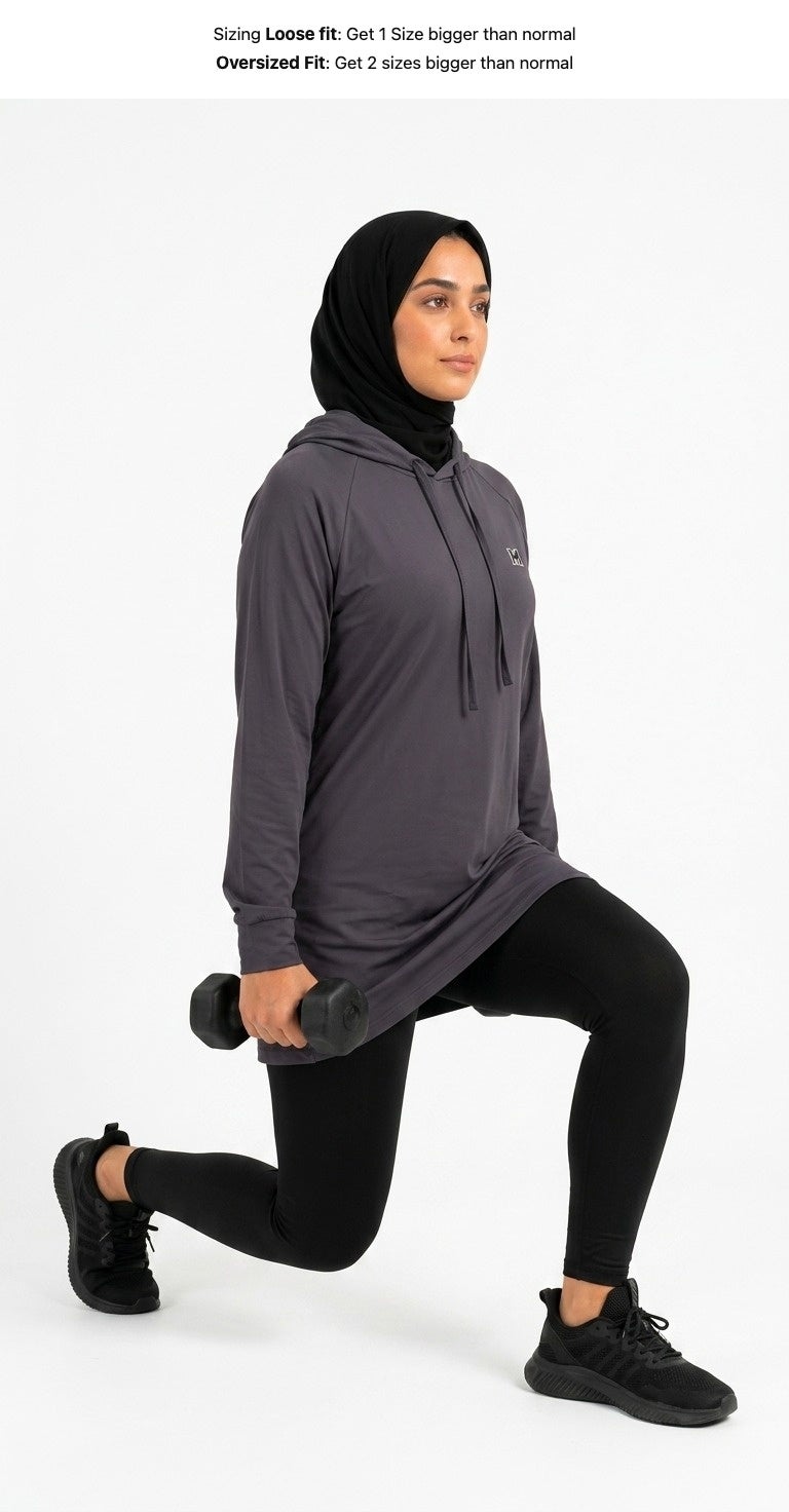 Moveletix Women's Training Top Hooded Grey Soft - Image 3