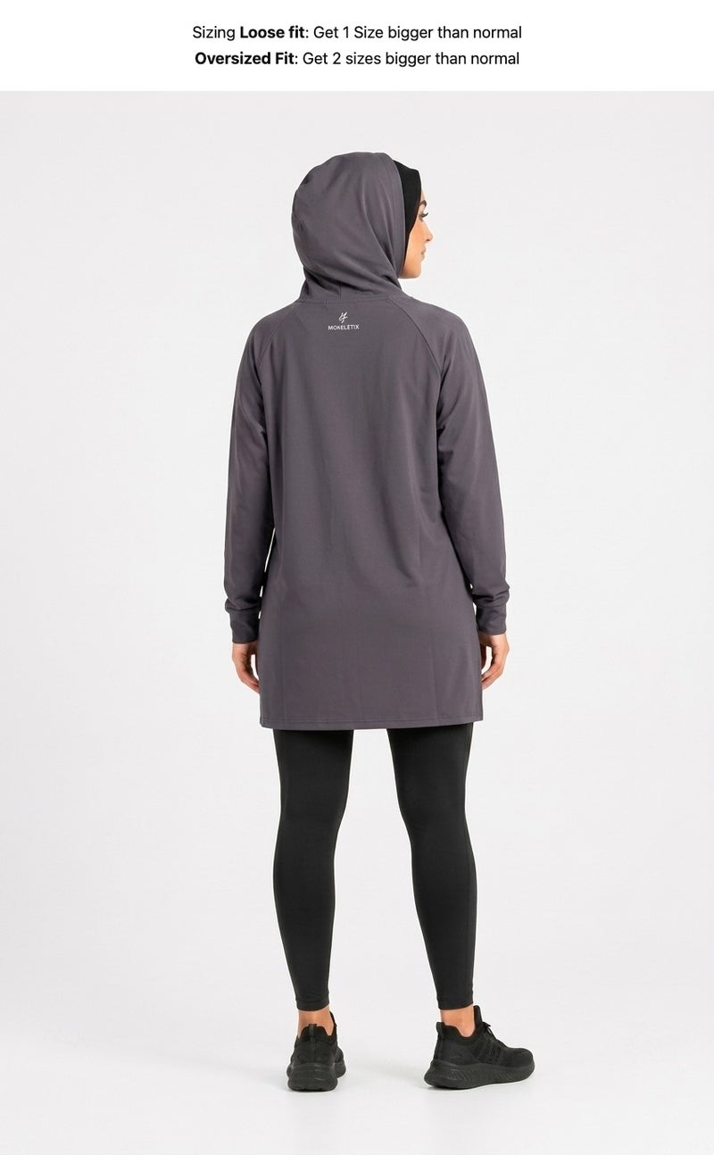 Moveletix Women's Training Top Hooded Grey Soft - Image 2