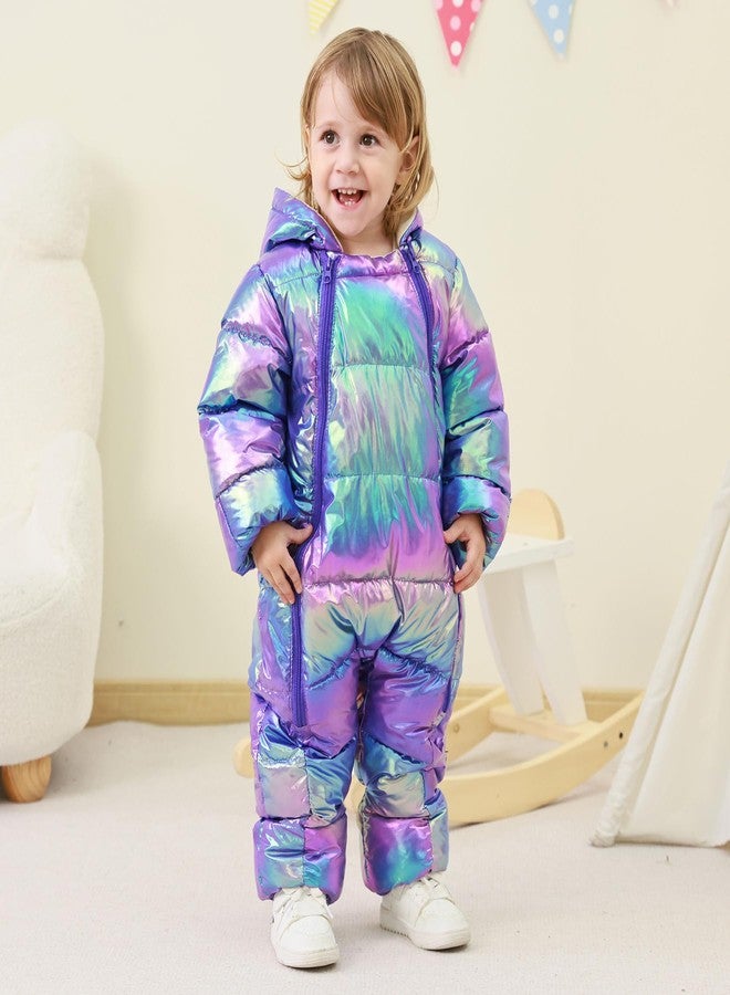 uideazone Baby Girls Snowsuits 12-18 Months Infant Hooded Snow Suit Long Sleeve Romper Puffer Jumpsuit Snow Wear Outwear Down Coats - Image 2