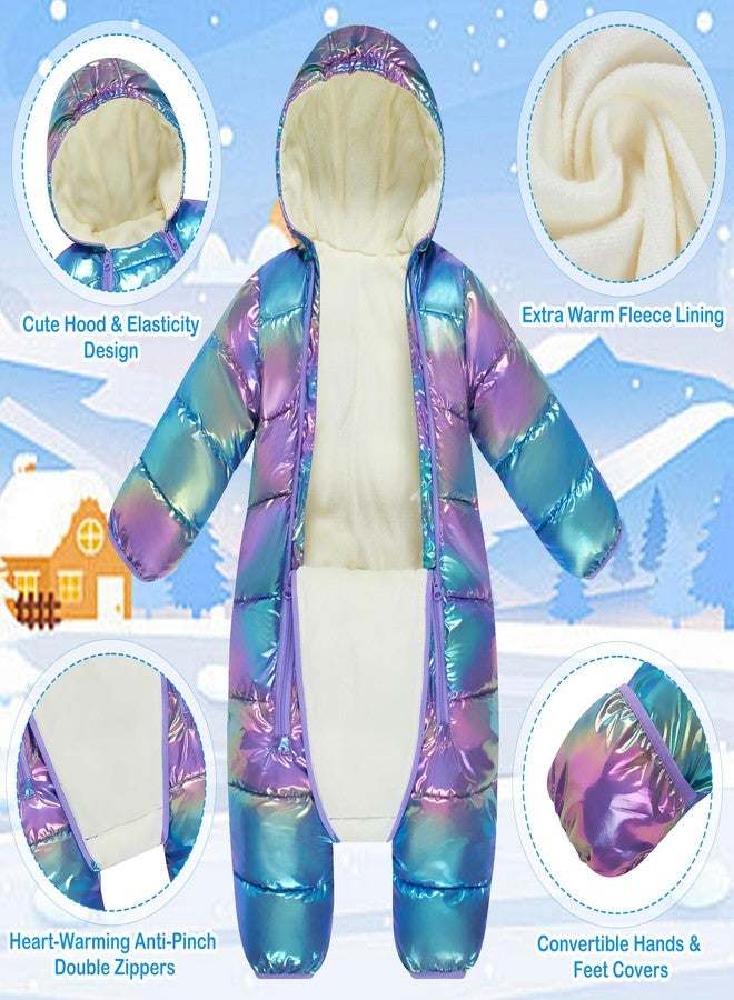 uideazone Baby Girls Snowsuits 12-18 Months Infant Hooded Snow Suit Long Sleeve Romper Puffer Jumpsuit Snow Wear Outwear Down Coats - Image 5
