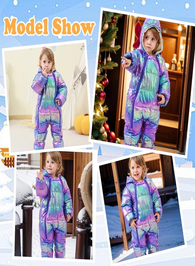 uideazone Baby Girls Snowsuits 12-18 Months Infant Hooded Snow Suit Long Sleeve Romper Puffer Jumpsuit Snow Wear Outwear Down Coats - Image 4