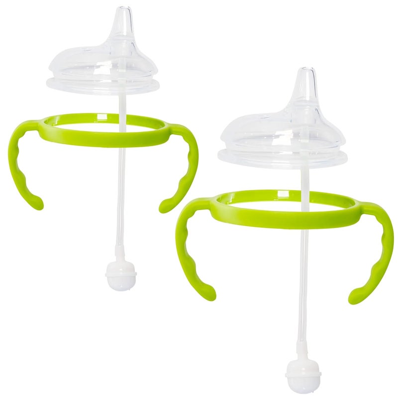Botabee Soft Spout Transition Sippy Cup Kit for Comotomo Baby Bottles  Botabee Conversion Kit Fits 5 and 8 Ounce Bottle  Sippy Cup Baby Bottle Nipple with Weighted Straw  Bottle Handles Pack of 2 Green - Image 1