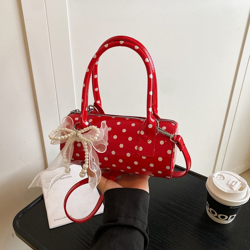 Niche Polka Dot Bag For Women 2026 New Fashion Versatile Crossbody Bag Stylish Handbag Cylindrical Bag Small Tote Bag - Image 1
