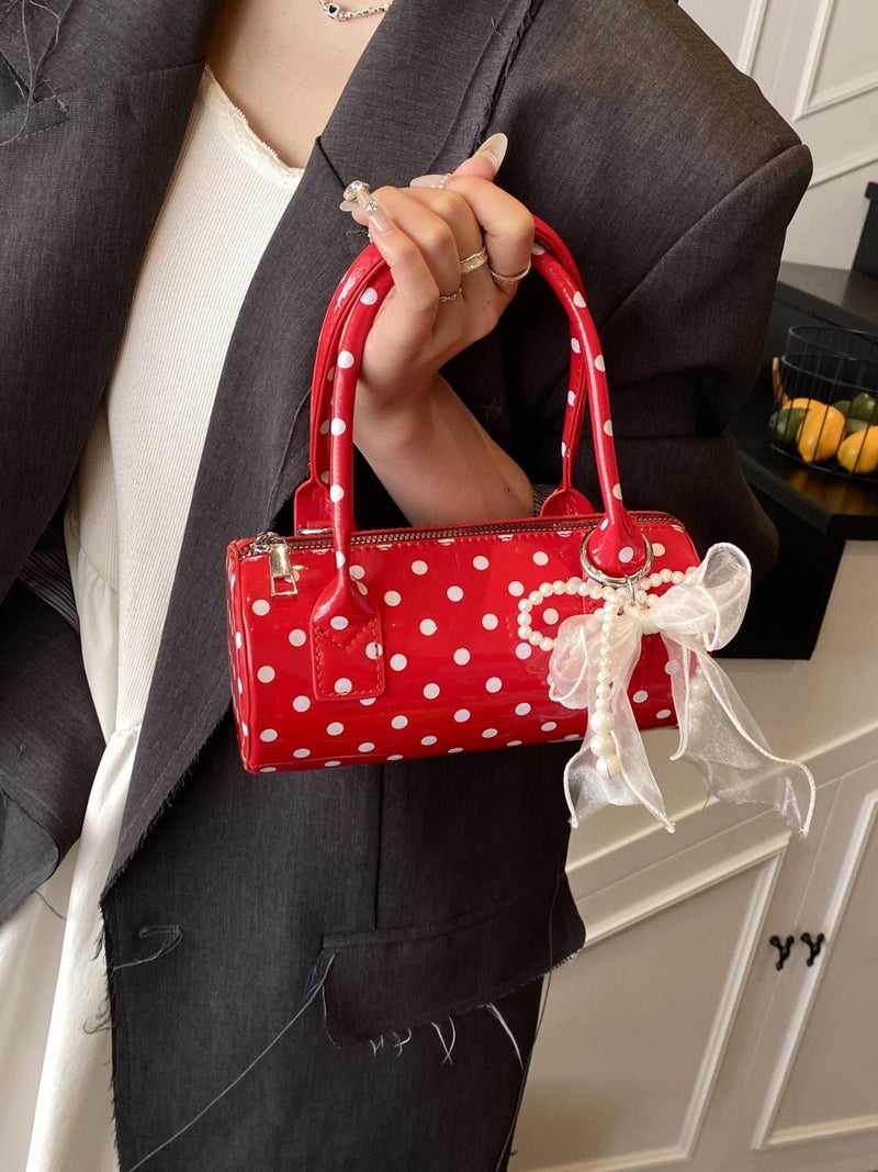 Niche Polka Dot Bag For Women 2026 New Fashion Versatile Crossbody Bag Stylish Handbag Cylindrical Bag Small Tote Bag - Image 3