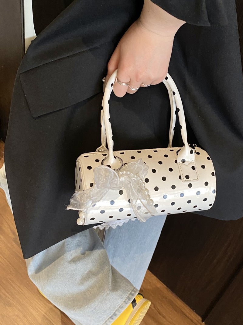 Niche Polka Dot Bag For Women 2026 New Fashion Versatile Crossbody Bag Stylish Handbag Cylindrical Bag Small Tote Bag - Image 5