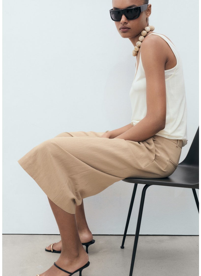MANGO Lyocell Pleated Bermuda Shorts  - Image 3