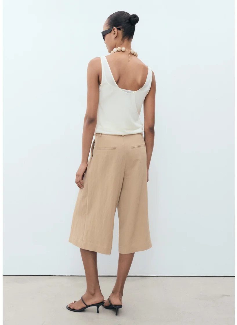 MANGO Lyocell Pleated Bermuda Shorts
