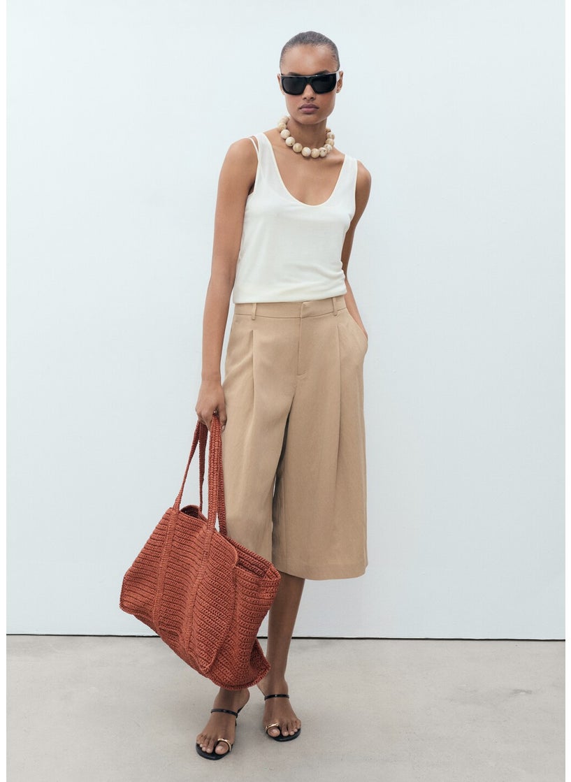 MANGO Lyocell Pleated Bermuda Shorts  - Image 5