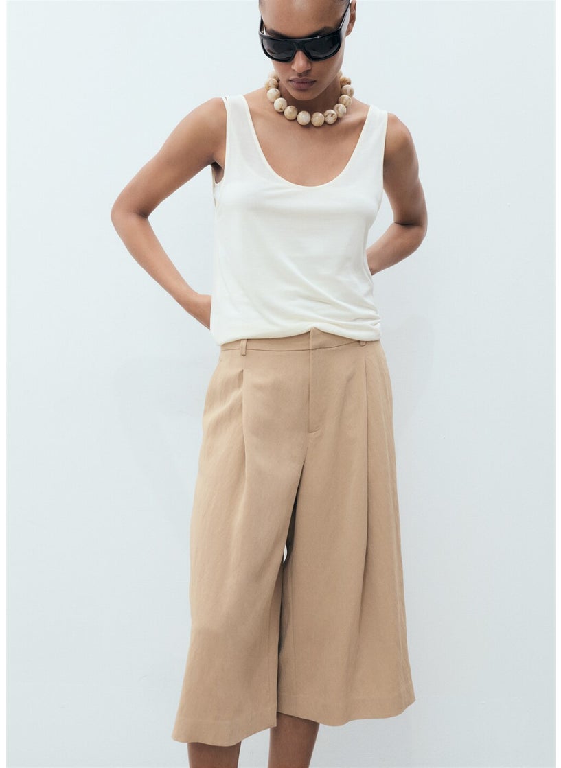 MANGO Lyocell Pleated Bermuda Shorts  - Image 4