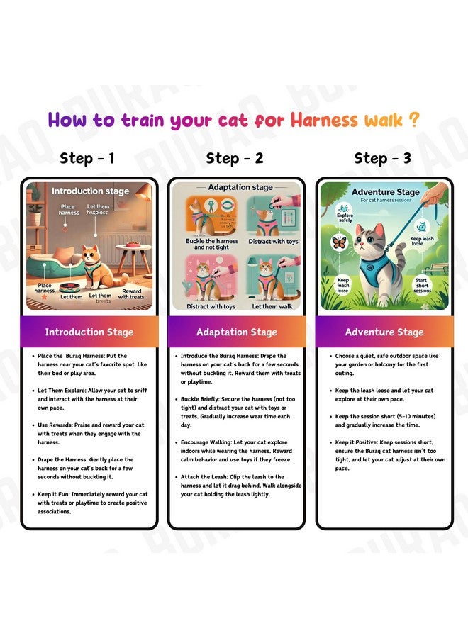 Buraq Cat Harness Wth Leash for Walking | Escape Proof | Air Mesh Fabric | Soft Vest Harness | Easy Control | Adjustable & Durable | for Medium & Large Cats (XS, Pink) - Image 4