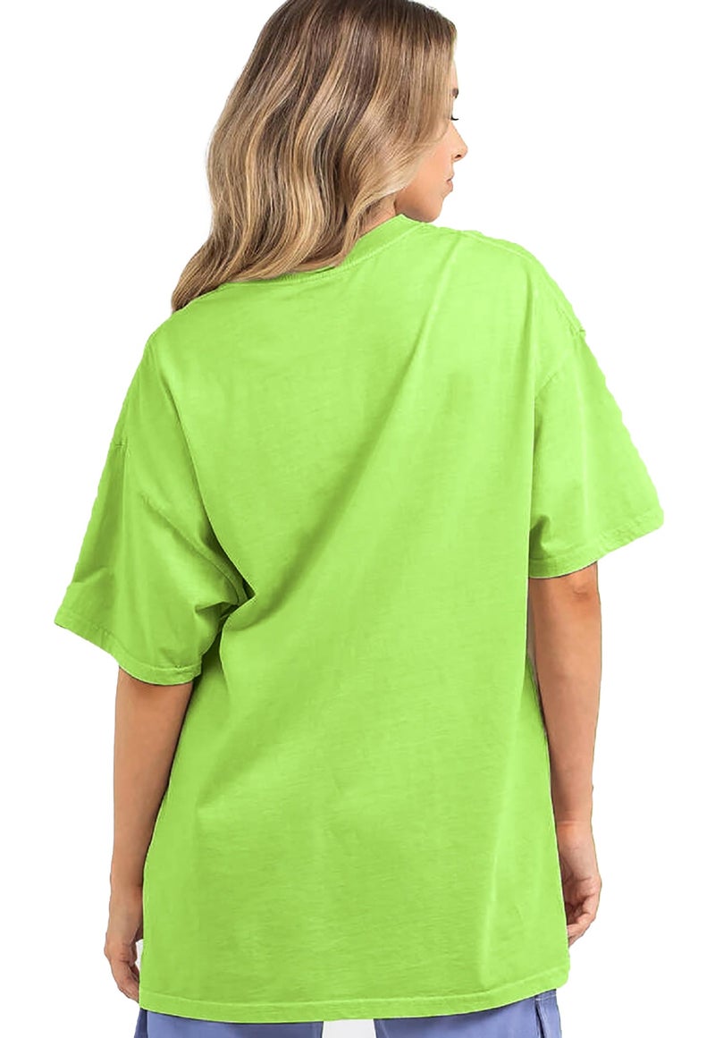 LEOTUDE Women's Round Neck Drop Shoulder Oversized Tshirt (GRL_FS49_STRNGR_NON1_P_Neon_3XL) - Image 2