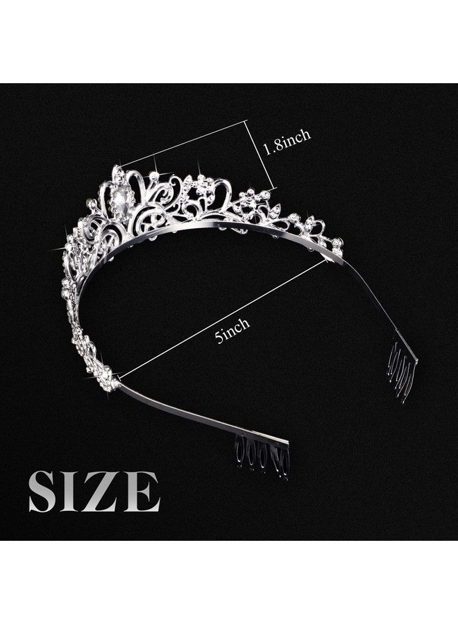 Juinte 8 Pieces Silver Princess Tiaras For Girls Crystal Princess Crowns For Women Elegant Tiaras With Combs Birthday Crown Bride Headbands Bridal Wedding Prom Birthday Party Cosplay Hair Accessories - Image 3