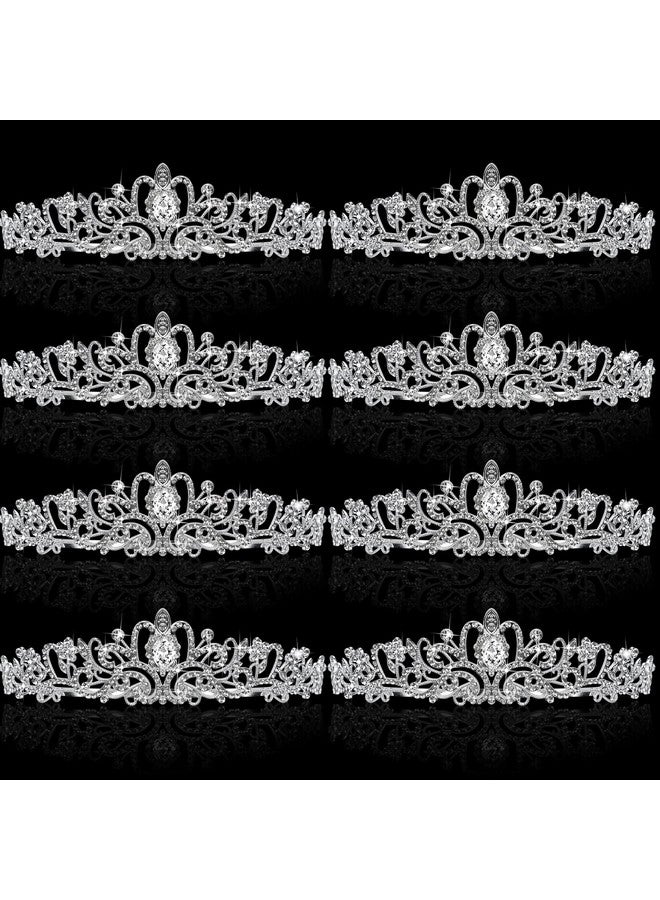 Juinte 8 Pieces Silver Princess Tiaras For Girls Crystal Princess Crowns For Women Elegant Tiaras With Combs Birthday Crown Bride Headbands Bridal Wedding Prom Birthday Party Cosplay Hair Accessories - Image 2