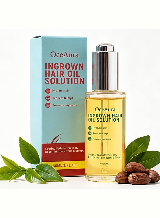 OceAura Ingrown Hair Oil Solution, Treatment for Razor Bumps & Ingrown Hairs, Hydrating Soothing Redness Relief, Prevents Ingrowns for Face Bikini Underarms 30ml - Image 1