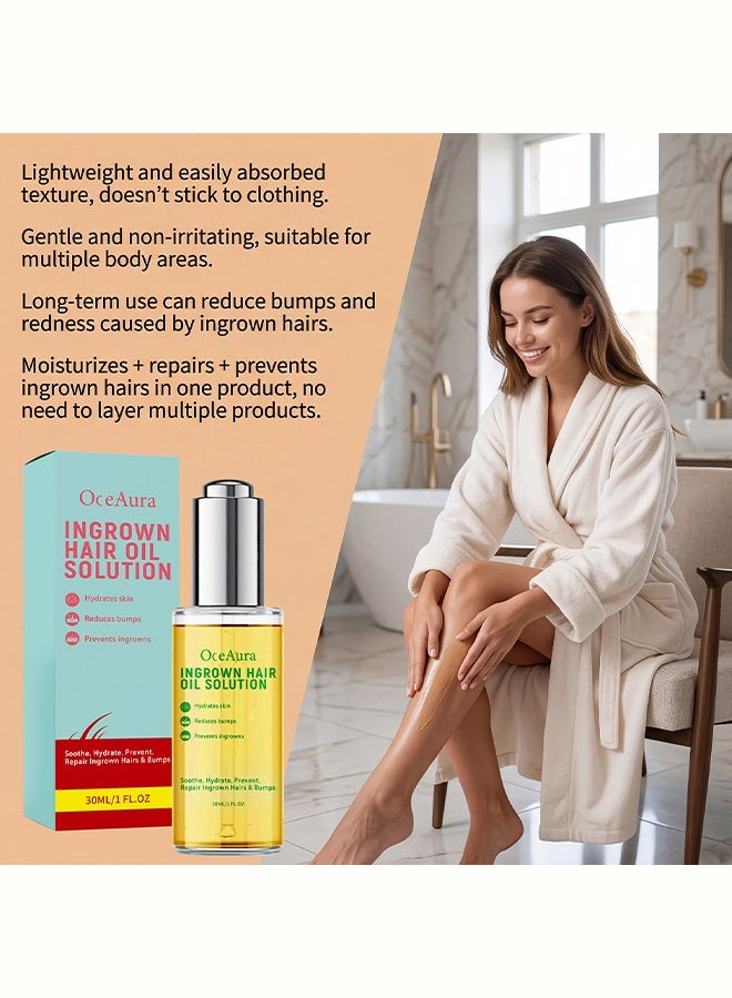 OceAura Ingrown Hair Oil Solution, Treatment for Razor Bumps & Ingrown Hairs, Hydrating Soothing Redness Relief, Prevents Ingrowns for Face Bikini Underarms 30ml - Image 4