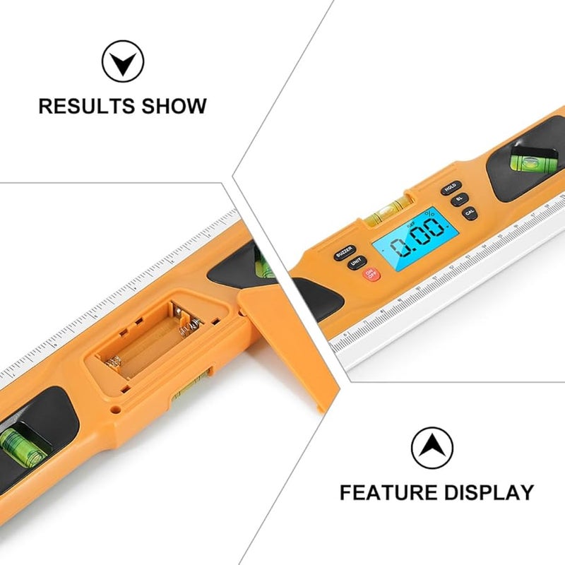 TidTaleo مسطرة مستوى الإضاءة الخلفية مع إشعار صوتي مقياس توازن عالي الدقة مضاد للسقوط باللون الأصفر - Image 5