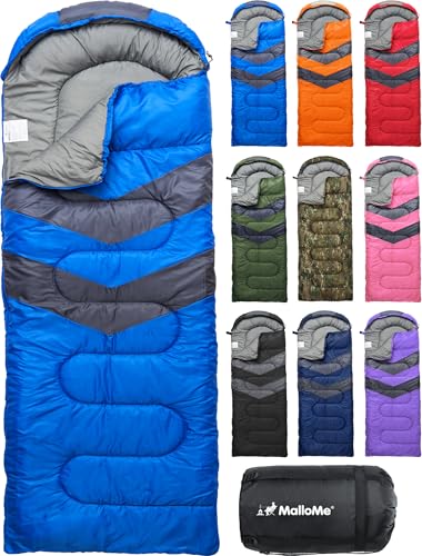 MalloMe Sleeping Bags for Adults Cold Weather Warm Backpacking Camping Sleeping Bag for Kids 1012 Girls Boys Lightweight Compact Camping Essentials Gear Accessories Hiking Sleep Must Haves - Image 1