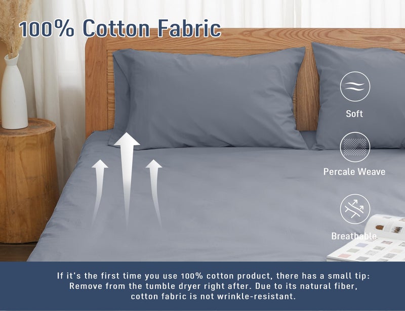 HOMTEC Cotton Pillow Cases King Size Set of 2  20 by 40 inches King Pillow Cases  Dark Gray King Pillow Cases  King Pillowcases Cotton Percale Weave Pre-Shrunk Breathable and Hypoallergenic - Image 4