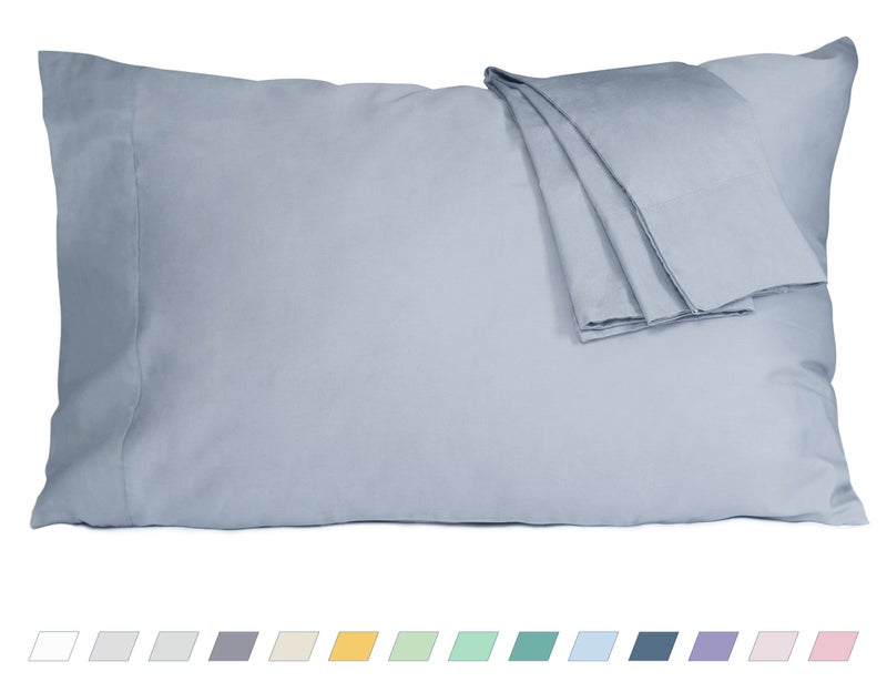 HOMTEC Cotton Pillow Cases King Size Set of 2  20 by 40 inches King Pillow Cases  Dark Gray King Pillow Cases  King Pillowcases Cotton Percale Weave Pre-Shrunk Breathable and Hypoallergenic - Image 1