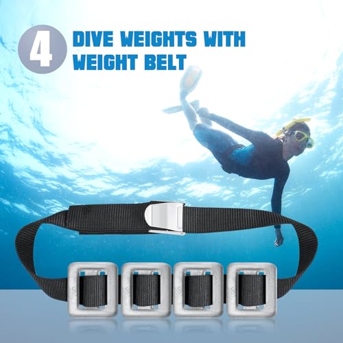 Tellegloww 4 Pcs 2.2 lb Dive Weights for Scuba with 1 Pcs Scuba Diving Weight Belt Set Scuba Weights Nylon Long Scuba Weight Belt with Metal Quick Release Buckle for Summer Free Diving Spearfishing - Image 5